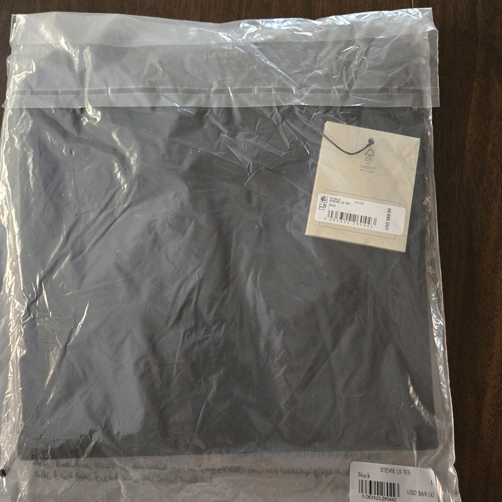 Black All Saints Stevie Long Sleeve Tee Size L 2 of 3
